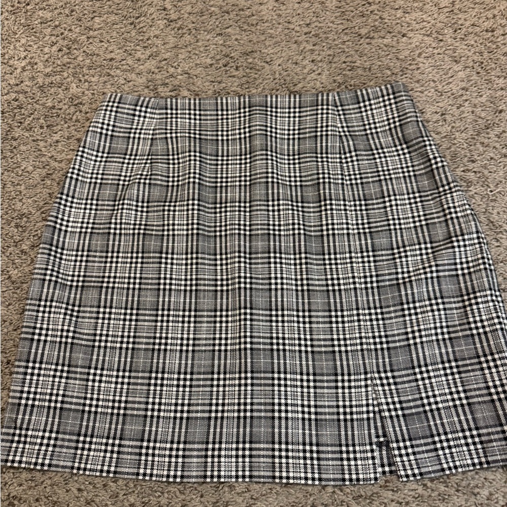 Zara Black and White Plaid Mini Skirt